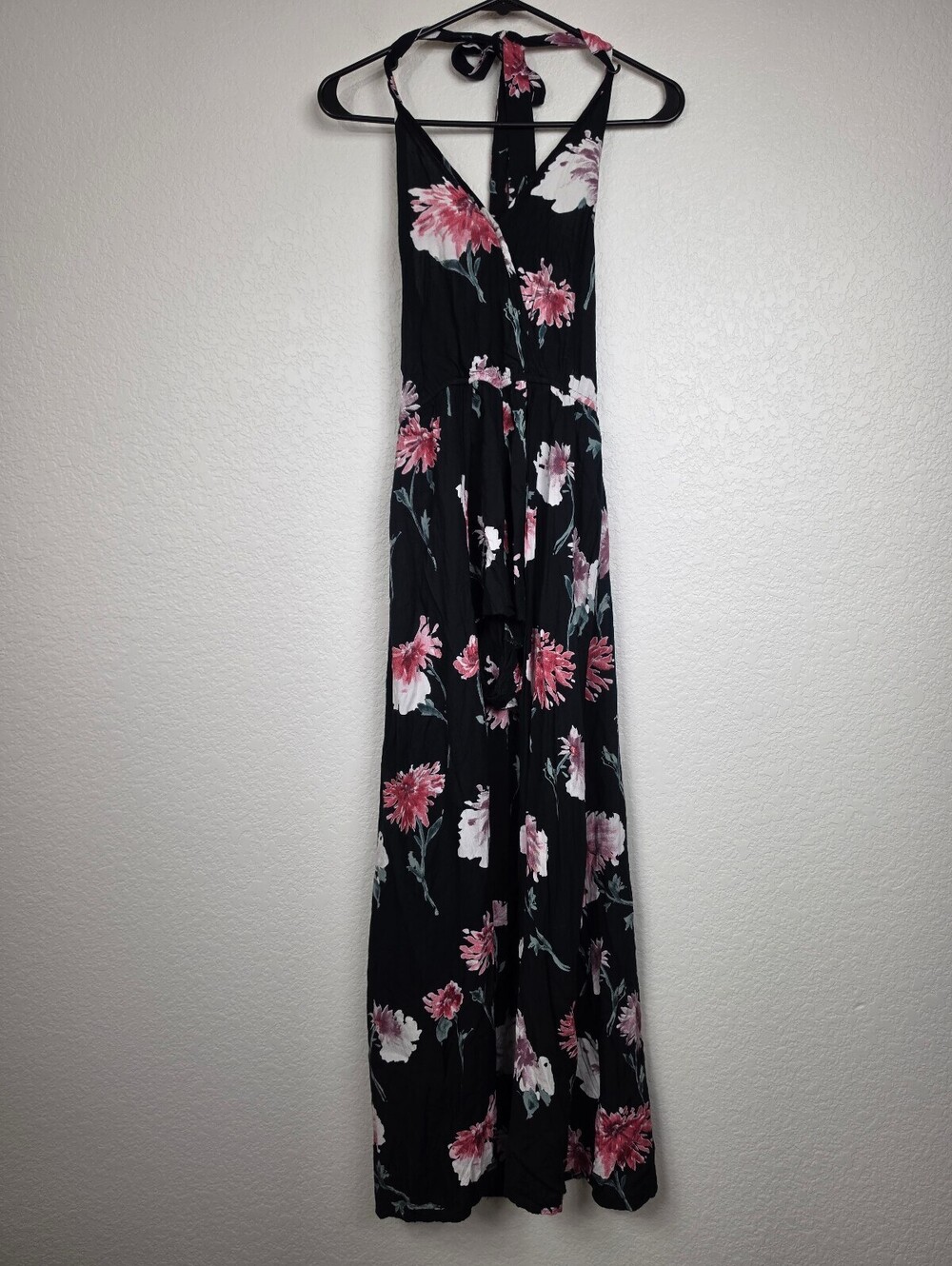 Anthropologie Band of Gypsies Black Floral Halter Romper XS